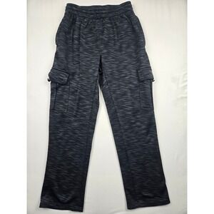 Pony Mens Cargo Track Pants Space Dye Black Grey Fleece Lined Size S RN59786